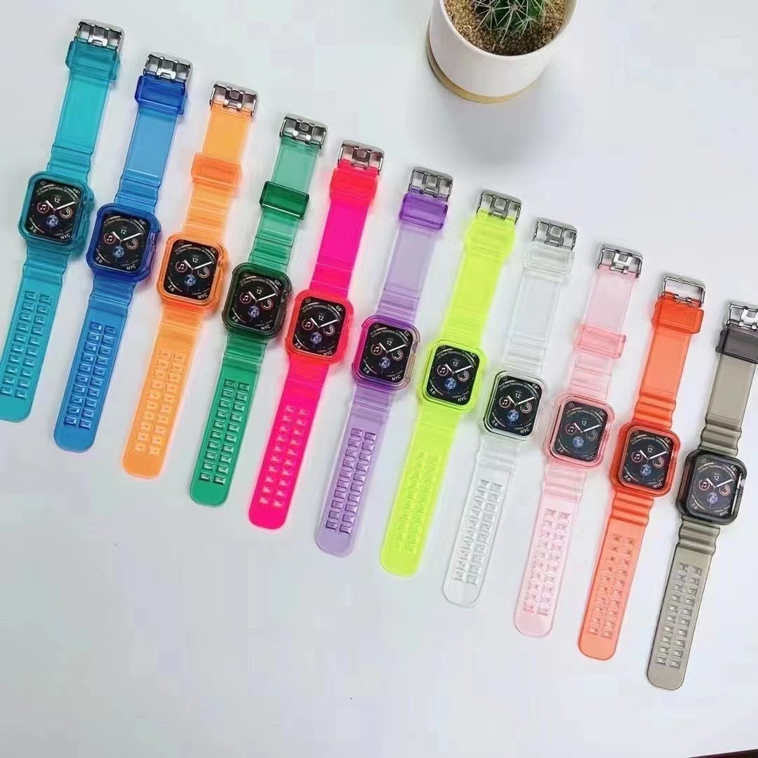 Newest Sport Strap for Apple Watch Band  Series 6 1 2 3 4 5 silicone Transparent  for Iwatch 5 4 Strap 38mm 40mm 42mm 44mm wirst