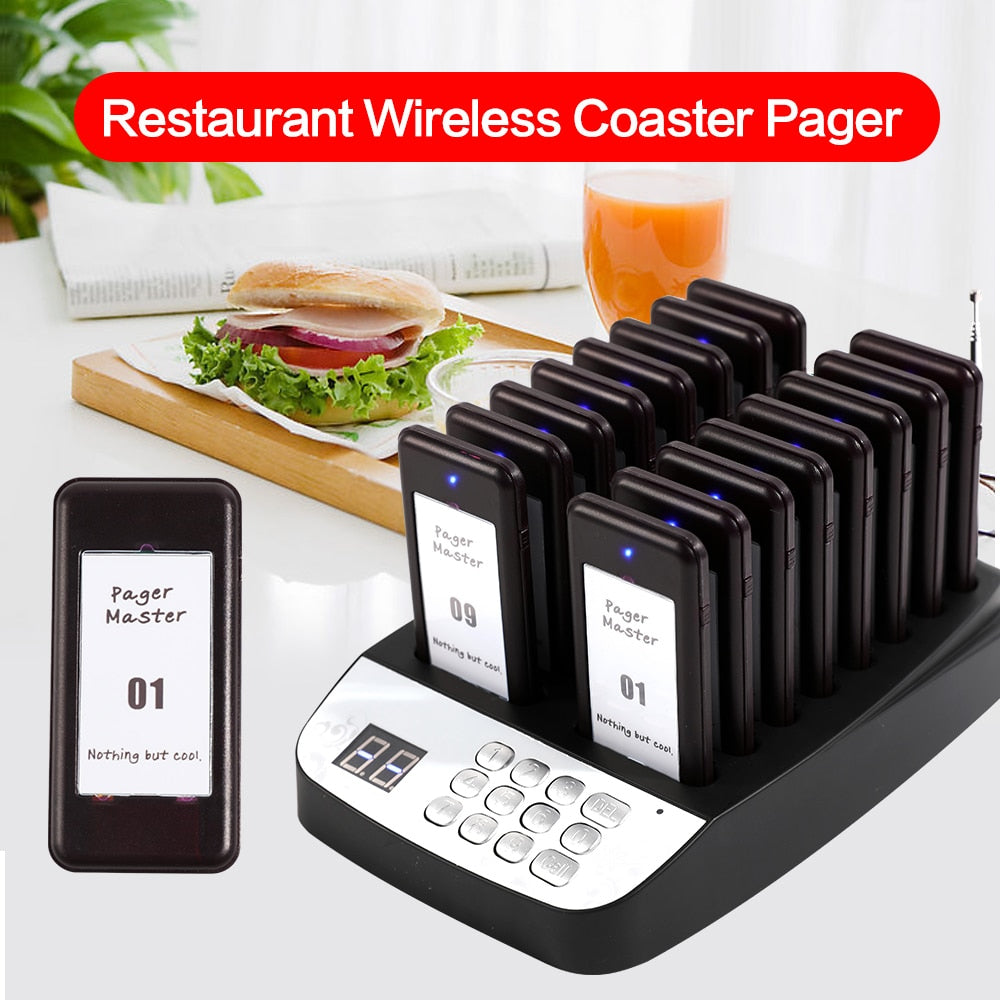 Wirelesslinkx Wireless Restaurant Pager Queue Paging System for Coffee Cafe Dessert Shop Food Truck Court