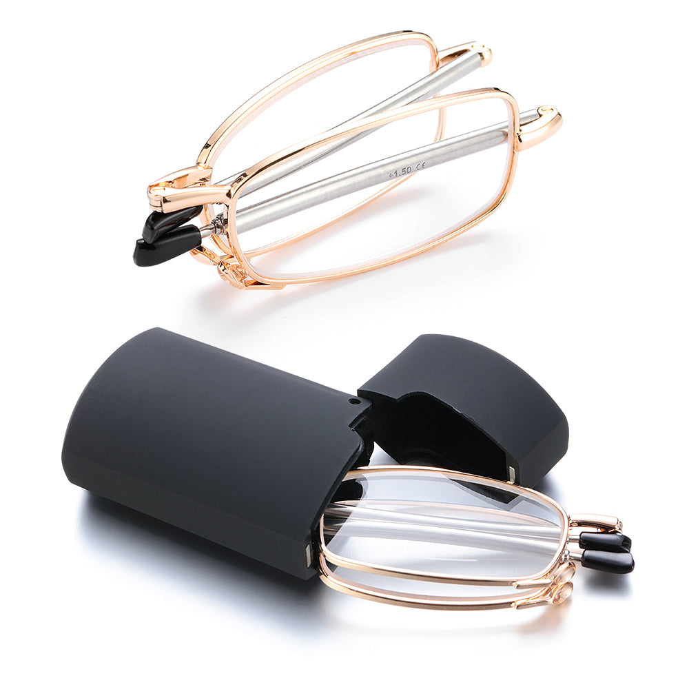 Hot Fashion MINI Design Reading Glasses Men Women Folding Small Glasses Frame Black Metal Glasses With Original Box Portable