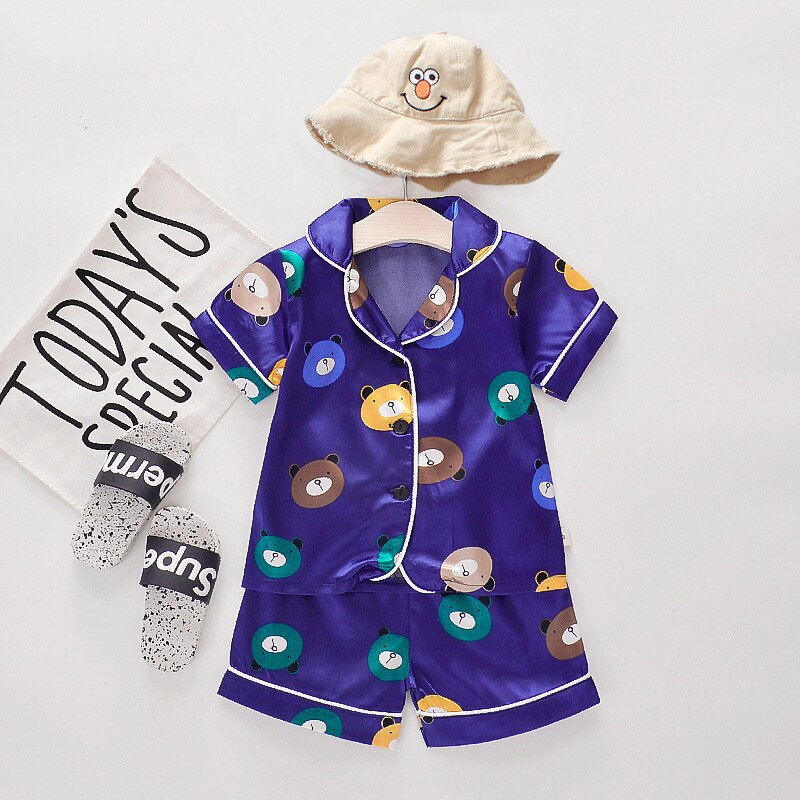 Summer Children's Pajamas Set Baby Boy Girl Clothes Casual Short Sleeve Sleepwear Set Kids Tops+Pants Clothing Sets