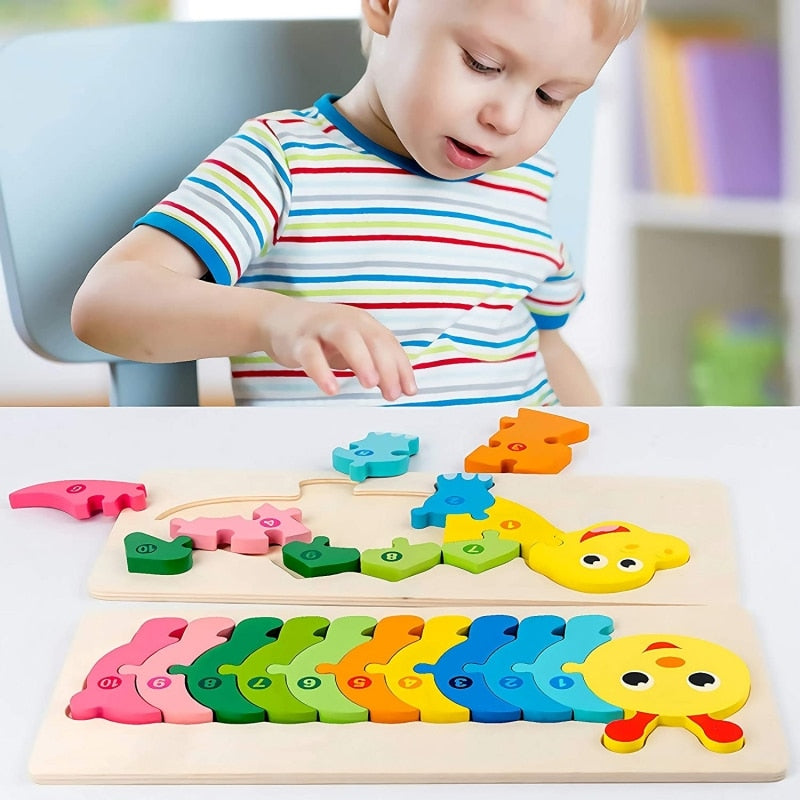 Baby Wooden 3D Puzzles For Kids Toddler Montessori Toys Dinosaur Animal Wood Jigsaw Puzzle Game Educational Toys For Children