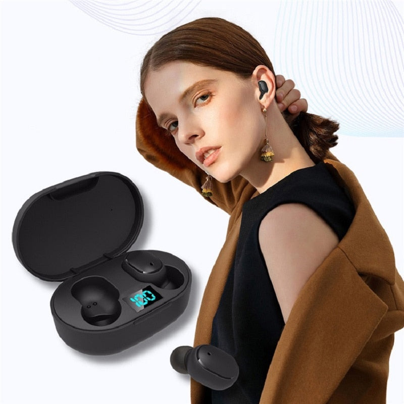 New E6s Smart Digital Display Bluetooth Headset Wireless Sports Mini Headset Stereo in-Ear