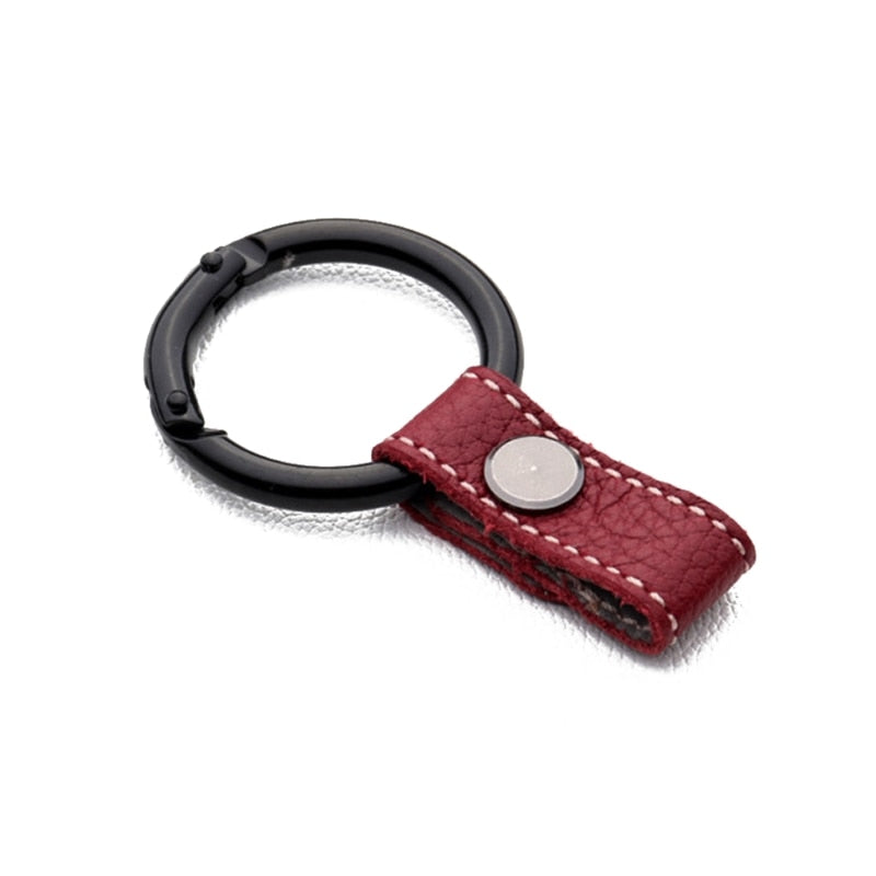 1pc Universal Car Metal Keyring Car Key Holder With Genuine Leather Lanyard Fashionable Keychain Keyring