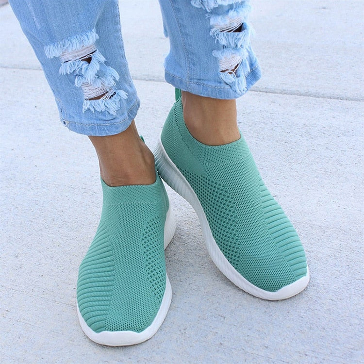 Women Vulcanized Shoes Flat Slip on Shoes Woman Lightweight White Sneakers Summer Autumn Casual Chaussures Femme Basket