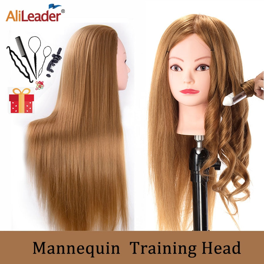 synthetic Best Quality Hair Mannequins Salon Hairdressing Hair Styling Training Head Hair Practice And Holder Hairstyle Practice