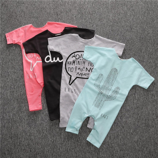 2021 Summer Baby Girl Romper Short Sleeve Casual Infant Jumpsuit Cute Letter Printed Baby Boy Clothes For Newborns Clothing Sets