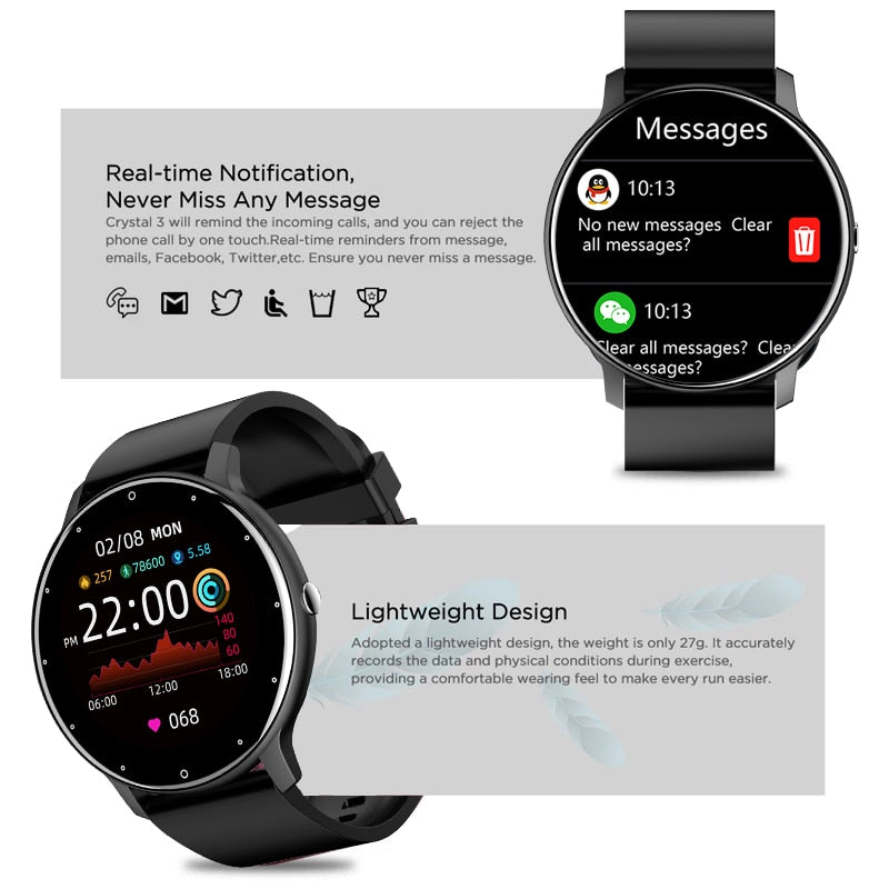 LIGE 2022 New Men Smart Watch Real-time Activity Tracker Heart Rate Monitor Sports Women Smart Watch Men Clock For Android IOS