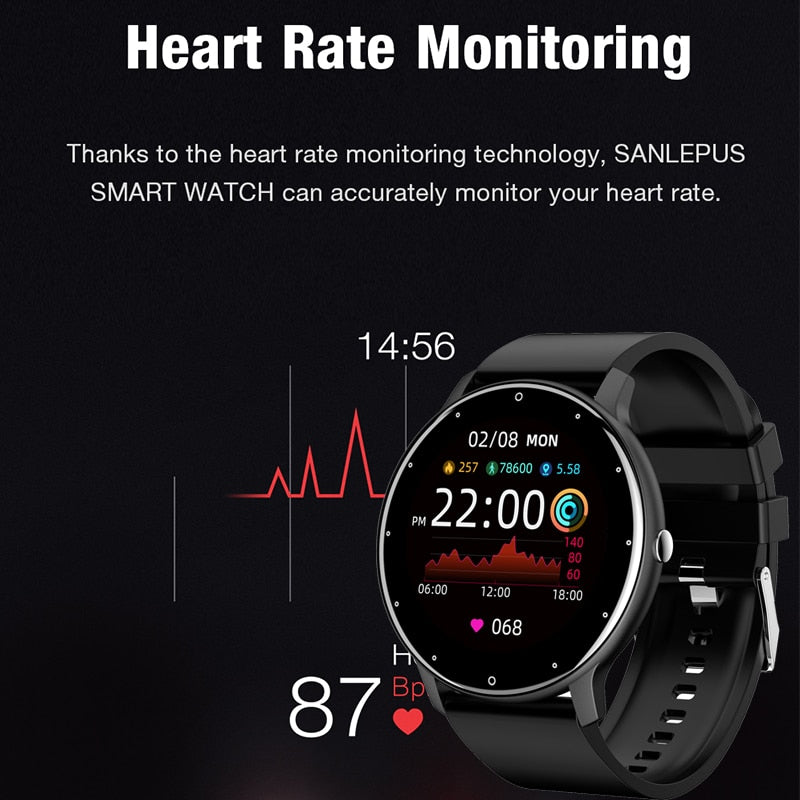 LIGE 2022 New Men Smart Watch Real-time Activity Tracker Heart Rate Monitor Sports Women Smart Watch Men Clock For Android IOS