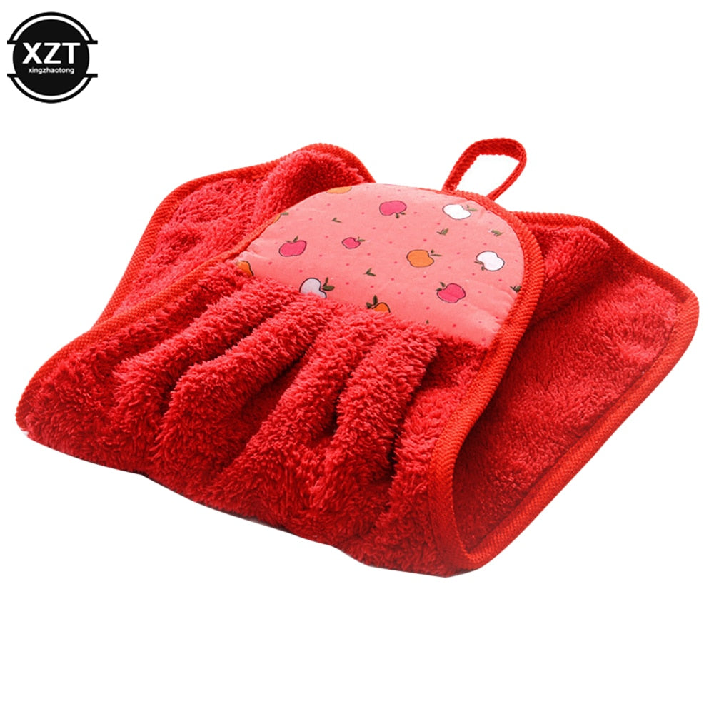 Coral Velvet Bathroom Supplies Soft Hand Towel Absorbent Cloth Dishcloths Hanging Cloth Kitchen Accessories 30*38cm