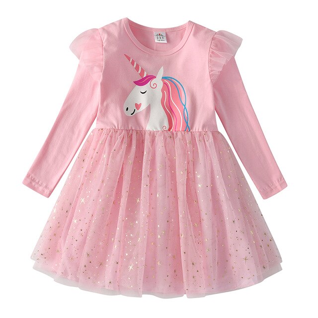 VIKITA Kids Princess Dress Children Heart Design Dress Toddlers Birthday Party Sequins Vestidos Girls Christmas New Year Clothes