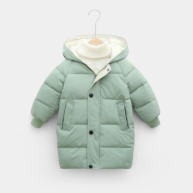 Children's Down Coat Winter Teenage Baby Boys Girls Cotton-padded Parka & Coats Thicken Warm Long Jackets Toddler Kids Outerwear