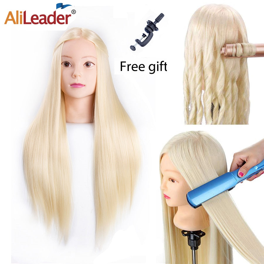 synthetic Best Quality Hair Mannequins Salon Hairdressing Hair Styling Training Head Hair Practice And Holder Hairstyle Practice