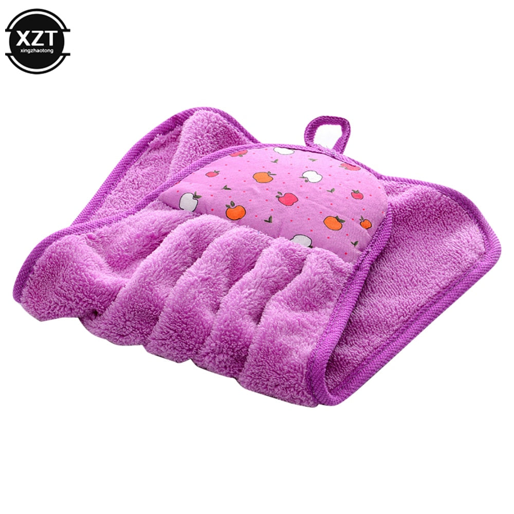 Coral Velvet Bathroom Supplies Soft Hand Towel Absorbent Cloth Dishcloths Hanging Cloth Kitchen Accessories 30*38cm