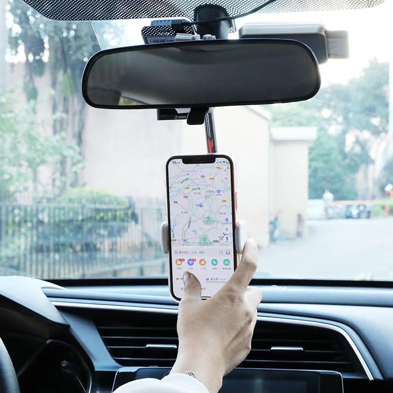 360 Degrees Car Rearview Mirror Mount Phone Holder For iPhone 12 GPS Seat Smartphone Car Phone Holder Stand Adjustable Support