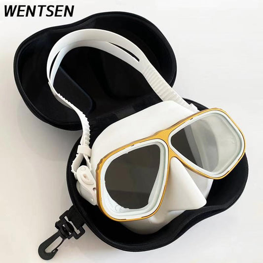 2022 New Free Diving mask Gold rimmed glasses Ultra low volume Snorkeling goggles for scuba dive  for adults free breath diving