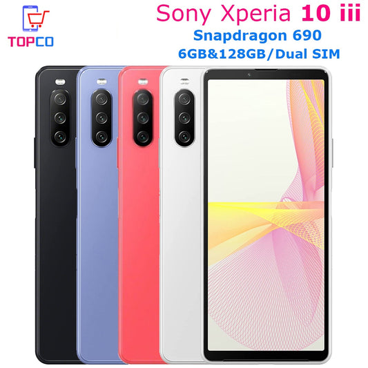 Sony Xperia 10 III 128GB 5G Unlocked Android Mobile phone LTE 6.0" Octa core 6GB RAM 12MP&Dual 8MP Dual Sim Snapdragon 690