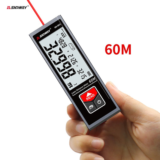 SNDWAY Mini Laser Distance Meter Rechargeable Rangefinder 40M 50M 60M Range Finder Electronic Roulette Trena Tape Measure Tester