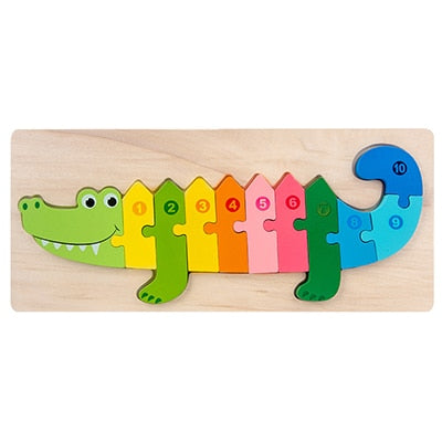 Baby Wooden 3D Puzzles For Kids Toddler Montessori Toys Dinosaur Animal Wood Jigsaw Puzzle Game Educational Toys For Children