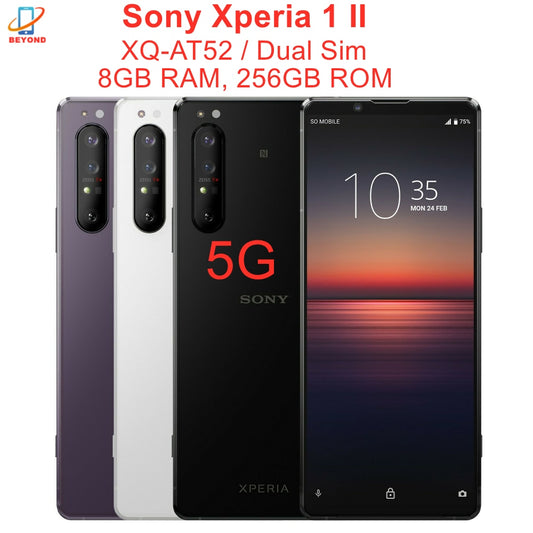 Sony Xperia 1 II 1ii 5G Dual Sim XQ-AT52 6.5" 8GB RAM 256GB ROM Snapdragon 865 Octa Core NFC Quad Camera Original Cell Phone