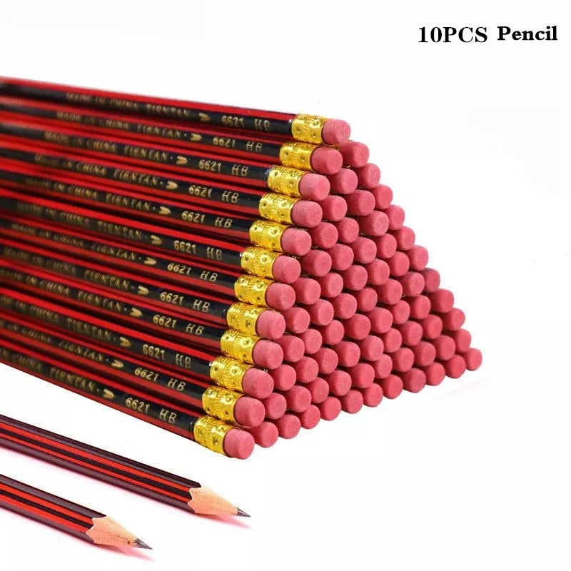 20 / 10pcs / lot wooden pencil HB pencil with eraser children's drawing pencil school writing stationery