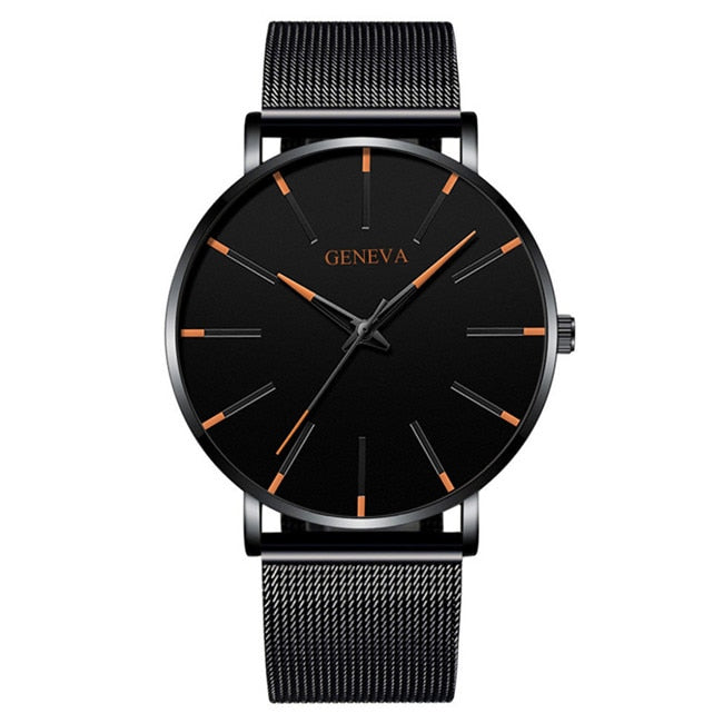 2022 Minimalist Men's Fashion Ultra Thin Watches Simple Men Business Stainless Steel Mesh Belt Quartz Watch relogio masculino