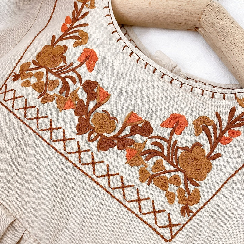 Children'S Autumn Dress 2022 New Girls Dress Casual Kids Clothes Palace Style Retro Embroidery Baby Girl Princess Dress