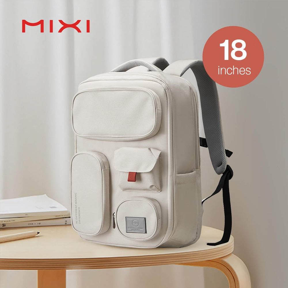 Mixi Outdoor Backpack Women Travel Bag 18 Inch Men Rucksack Waterproof Laptop White Black Blue