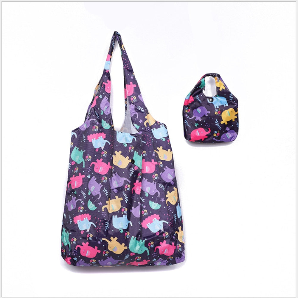 Large Eco-Friendly Shopping bag foldable polyester bag environmmental grocery bags folding Pocket Tote Portable Shoulder Handbag