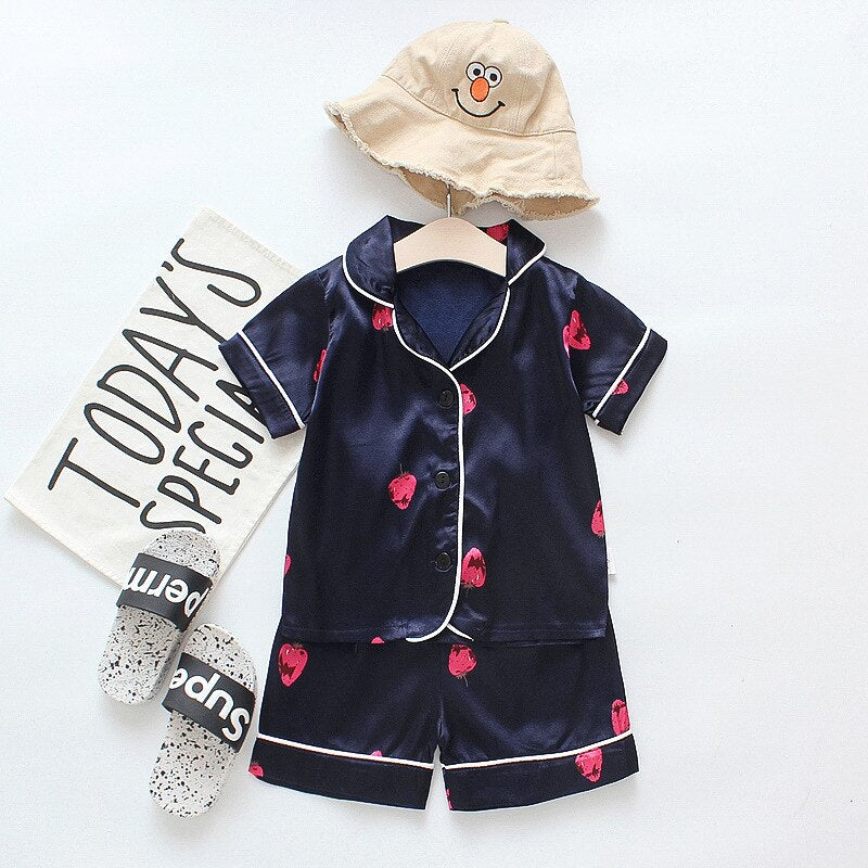 Summer Children's Pajamas Set Baby Boy Girl Clothes Casual Short Sleeve Sleepwear Set Kids Tops+Pants Clothing Sets