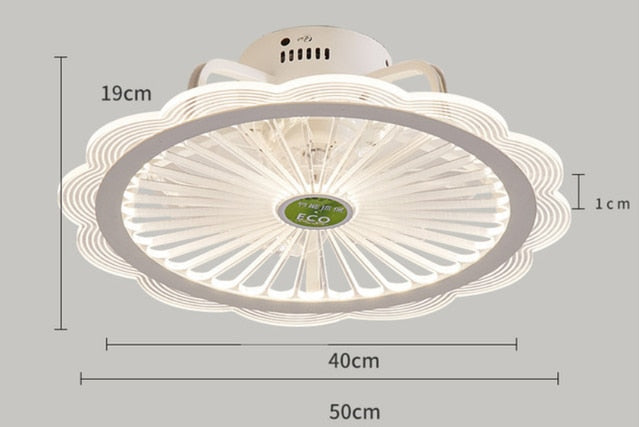 Acrylic intelligent ceiling fan lamp modern design led creative lamp bedroom study restaurant three color remote control ceiling