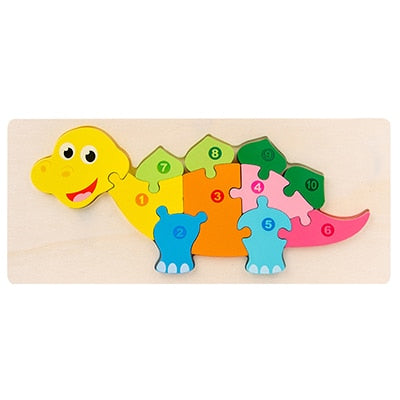 Baby Wooden 3D Puzzles For Kids Toddler Montessori Toys Dinosaur Animal Wood Jigsaw Puzzle Game Educational Toys For Children