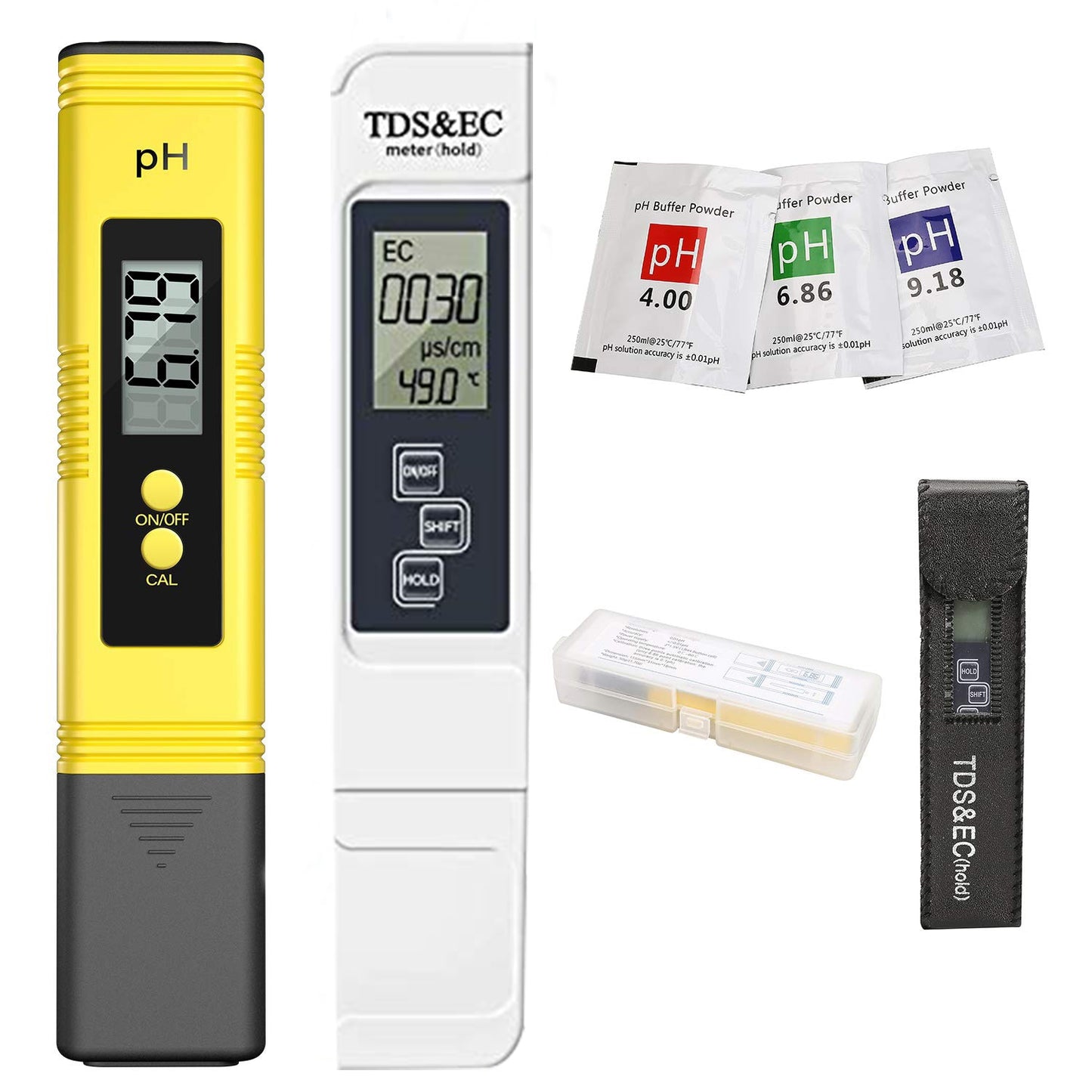 2Pcs TDS Meter Digital Water Tester Digital 0.0-14.0 PH Meter Tester 0-9990ppm TDS&EC LCD Water Purity PPM Aquarium Filter