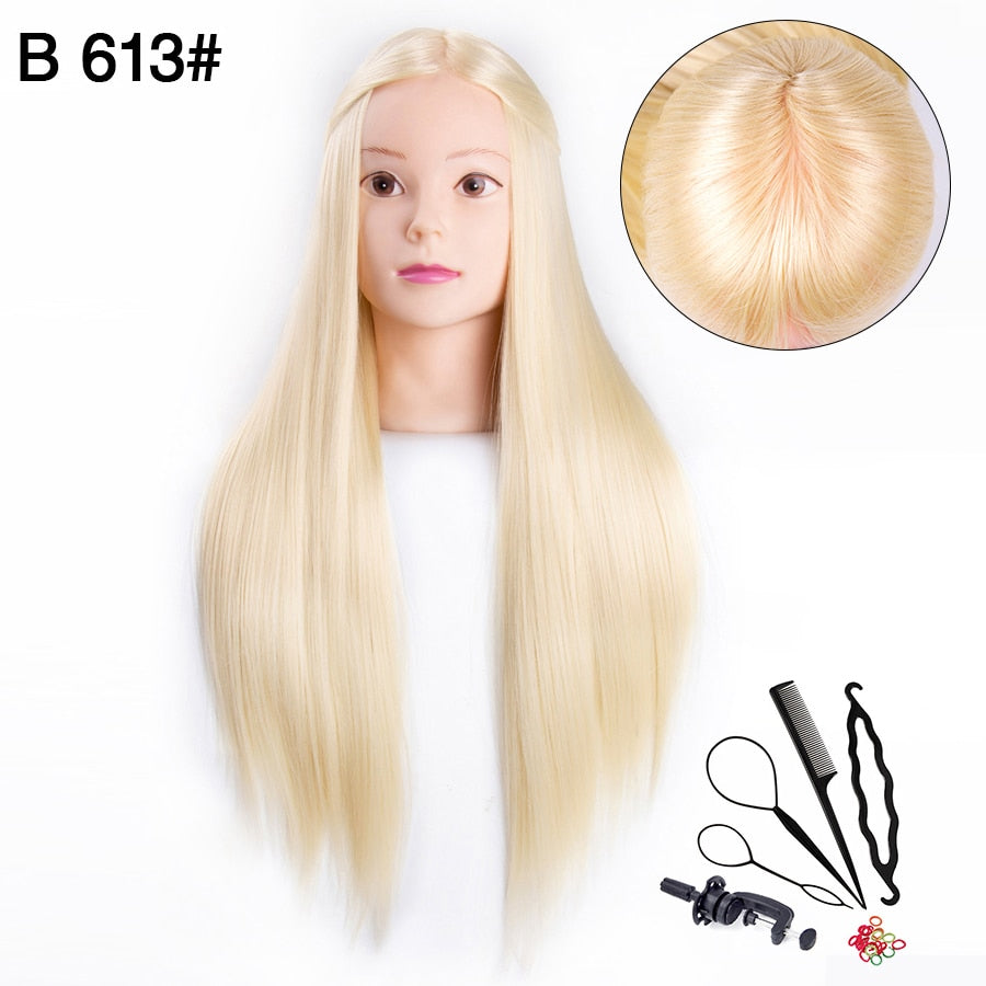 synthetic Best Quality Hair Mannequins Salon Hairdressing Hair Styling Training Head Hair Practice And Holder Hairstyle Practice