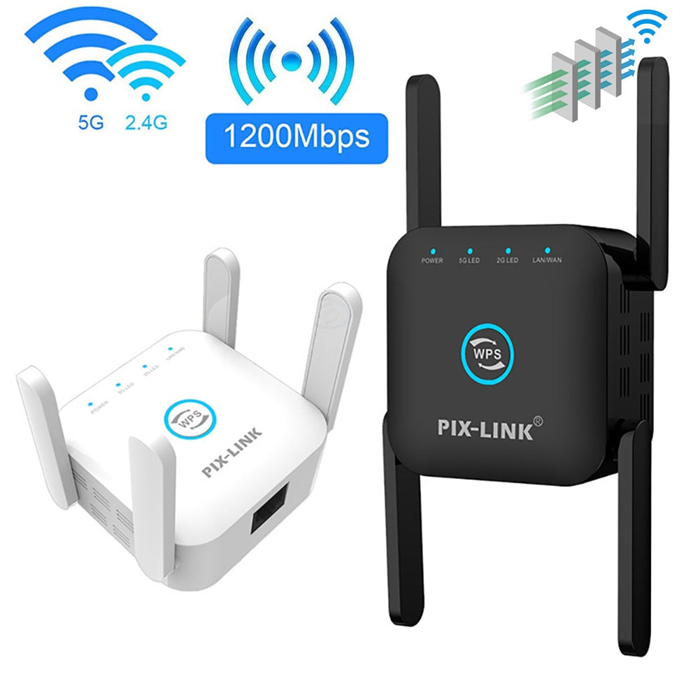 WiFi Repeater Range Extender 1200Mbps Dual Band 2.4G 5Ghz AP Router Antenna Amplifier Network Wi-Fi Hotspot Signal Booster WPS