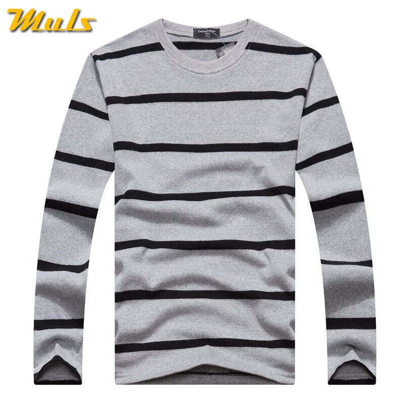 Cotton T-shirts Men Long Sleeve Mens TShirt Spring Autumn Brand Striped Male T shrits Dress Global Shopping Festival Drop-Ship