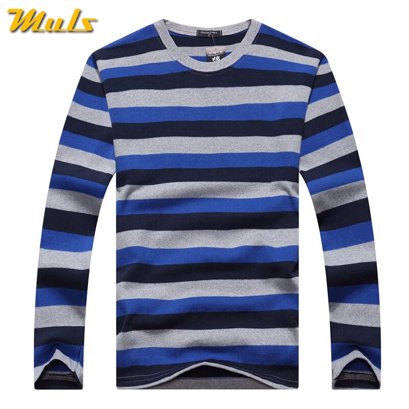 Cotton T-shirts Men Long Sleeve Mens TShirt Spring Autumn Brand Striped Male T shrits Dress Global Shopping Festival Drop-Ship