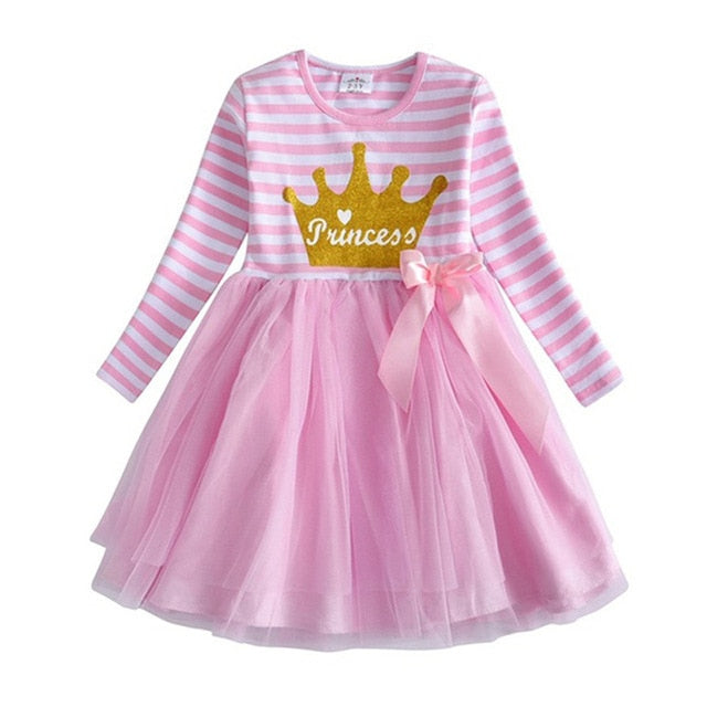 VIKITA Kids Princess Dress Children Heart Design Dress Toddlers Birthday Party Sequins Vestidos Girls Christmas New Year Clothes