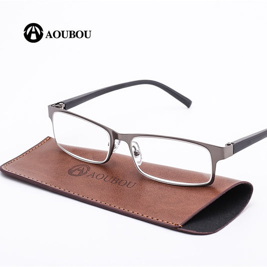 AOUBOU Brand High-End Business Reading Glasses Men Stainless Steel PD62 Leesbril Ochki +1.75+1.25 Degree Gafas De Lectura  AB002