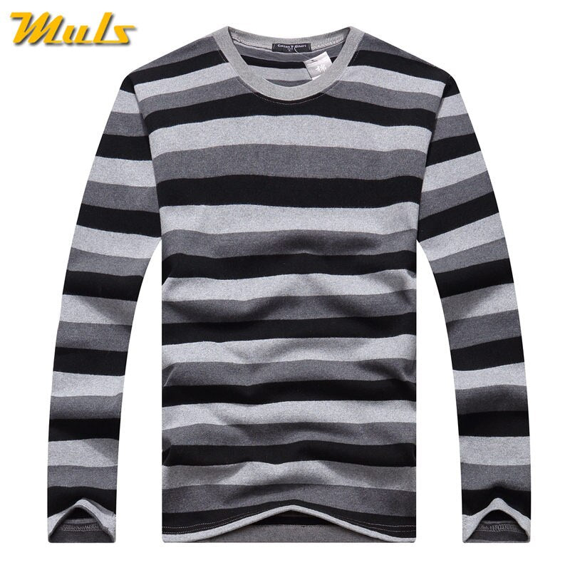 Cotton T-shirts Men Long Sleeve Mens TShirt Spring Autumn Brand Striped Male T shrits Dress Global Shopping Festival Drop-Ship