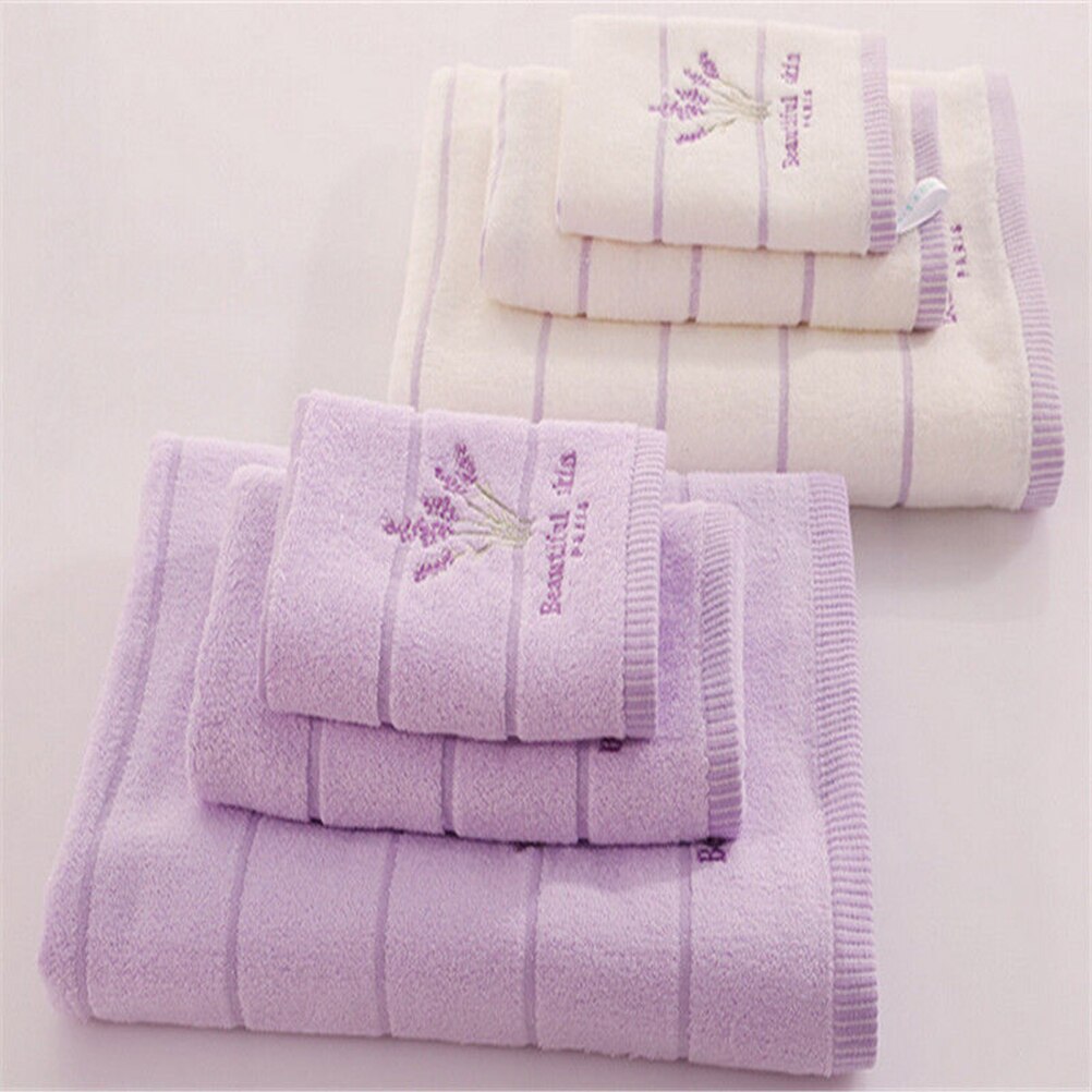 Jetting 33*74cm  Embroidery Towels Beautiful Skin Paris Lavender Flowers Cotton Fabric Fragrant Smell Washcloths Towels