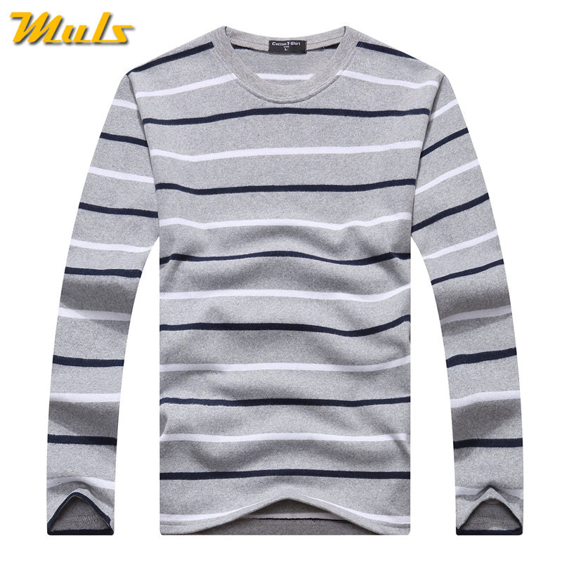 Cotton T-shirts Men Long Sleeve Mens TShirt Spring Autumn Brand Striped Male T shrits Dress Global Shopping Festival Drop-Ship