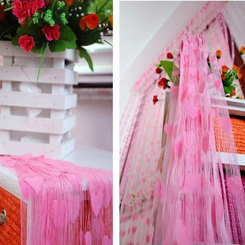 New Style 100x200cm Heart Pattern Curtain for Living Room Bedroom Door Window Valances Scarf Wedding DIY Home Decoration