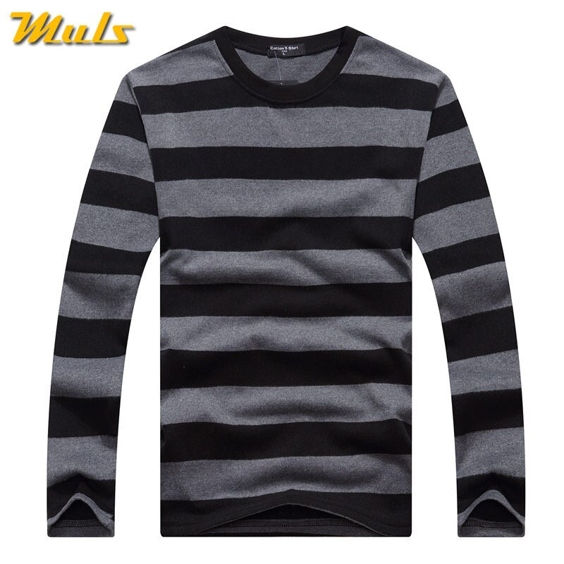 Cotton T-shirts Men Long Sleeve Mens TShirt Spring Autumn Brand Striped Male T shrits Dress Global Shopping Festival Drop-Ship