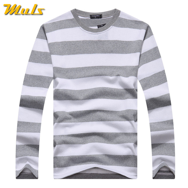 Cotton T-shirts Men Long Sleeve Mens TShirt Spring Autumn Brand Striped Male T shrits Dress Global Shopping Festival Drop-Ship