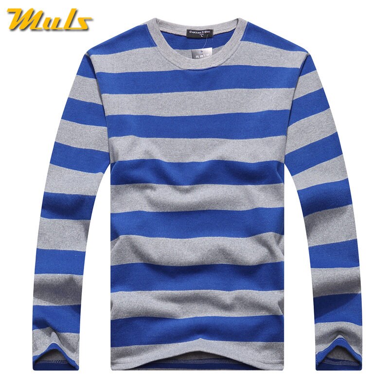 Cotton T-shirts Men Long Sleeve Mens TShirt Spring Autumn Brand Striped Male T shrits Dress Global Shopping Festival Drop-Ship