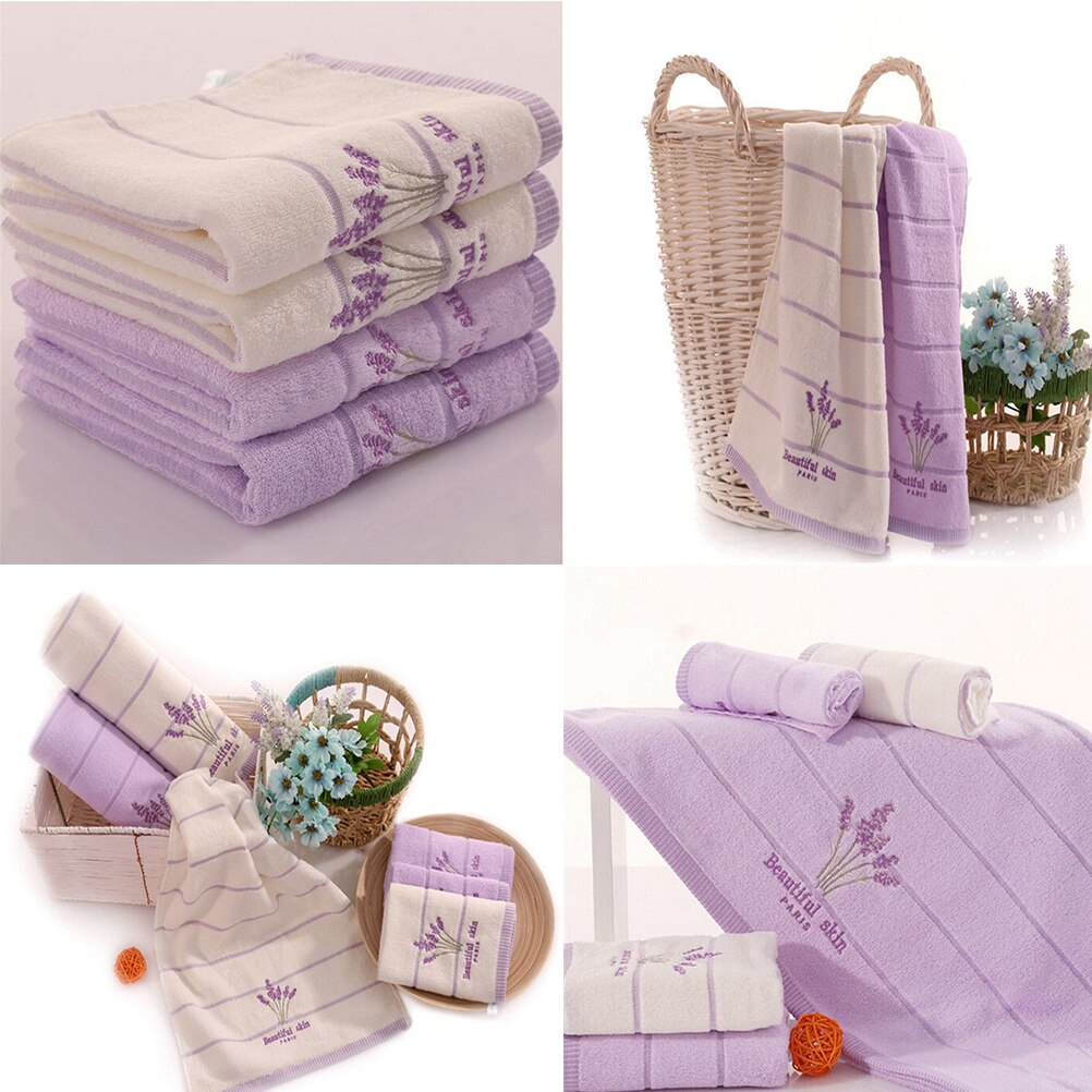 Jetting 33*74cm  Embroidery Towels Beautiful Skin Paris Lavender Flowers Cotton Fabric Fragrant Smell Washcloths Towels