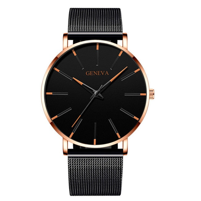 2022 Minimalist Men's Fashion Ultra Thin Watches Simple Men Business Stainless Steel Mesh Belt Quartz Watch relogio masculino