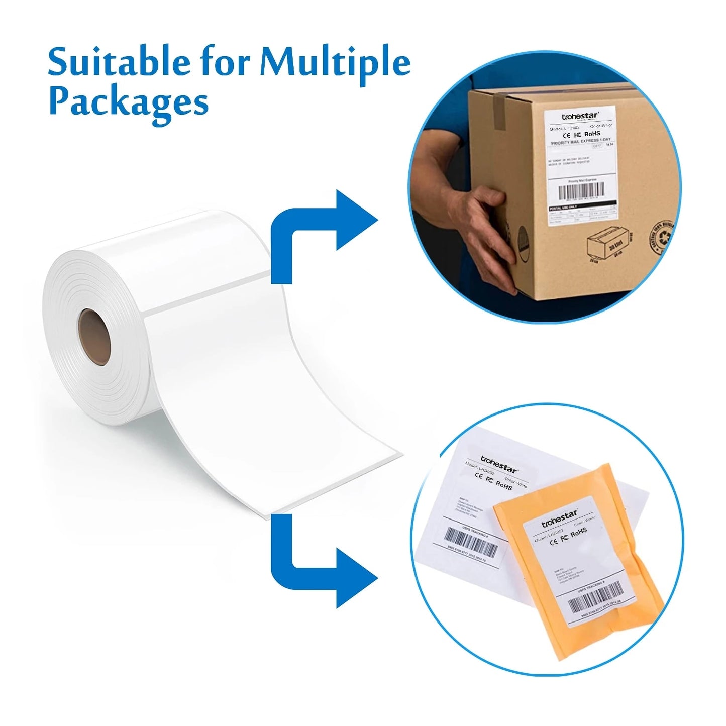 Thermal Shipping Labels 4X6in Shipping Label paper rolls 500 page for thermal printer Compatible Zebra Sticker Printer lable