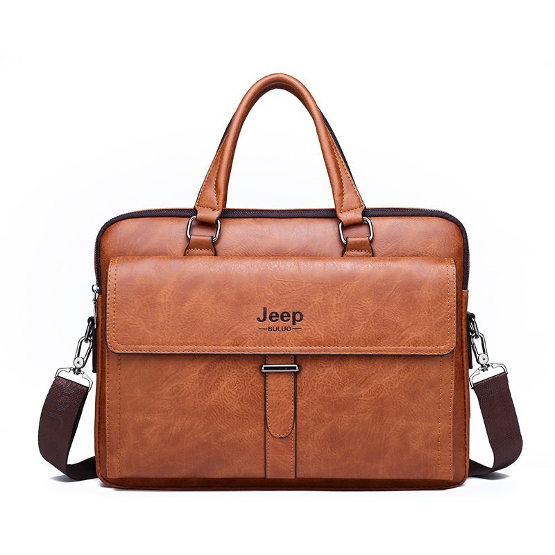 JEEP BULUO  Men Business Bag  Set Handbags High Quality Leather Office Bags Totes Male For 14 inch Laptop Briefcase Bags