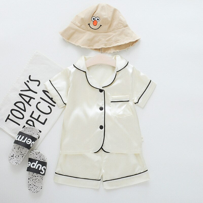 Summer Children's Pajamas Set Baby Boy Girl Clothes Casual Short Sleeve Sleepwear Set Kids Tops+Pants Clothing Sets